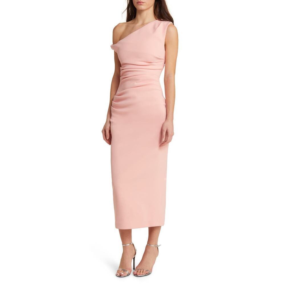MISHA COLLECTION Alaska One-Shoulder Gathered Body-Con Cocktail Dress Size L NWT